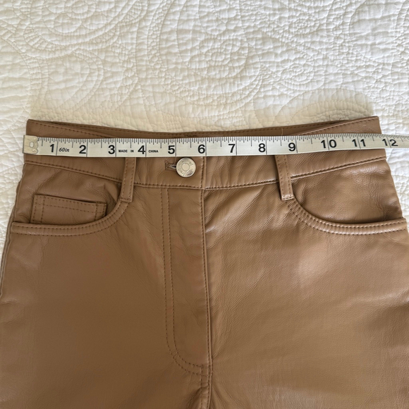 Aritzia Wilfred Melina Pant High Waisted Vegan Leather Pants Brown Sz 00 Short - Picture 9 of 11